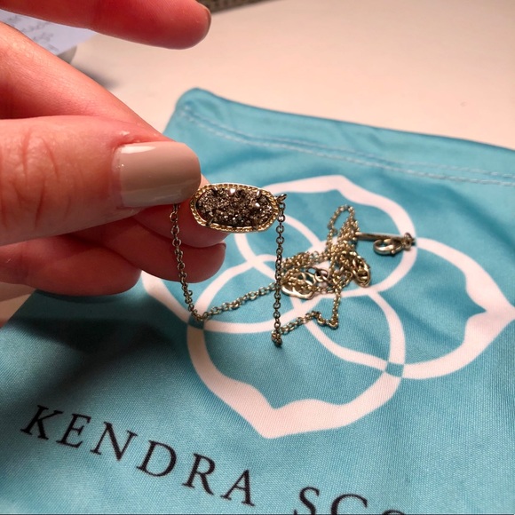 Elisa Gold Pendant Necklace In Platinum Drusy - Picture 5 of 5